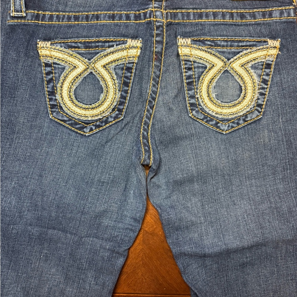 Big Star Women's Blue Boot Cut Jeans with Embroidery Low Rise